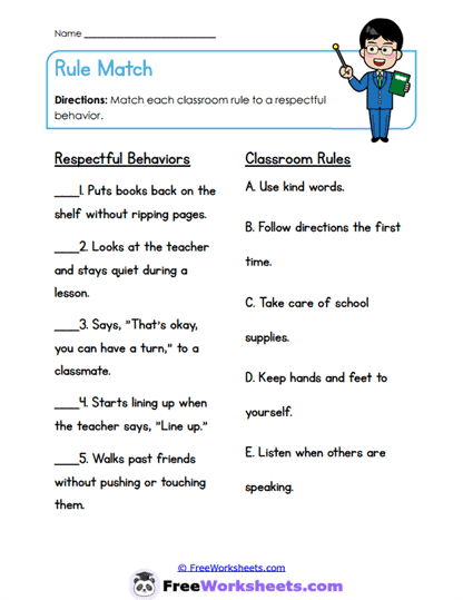 Rule Match Worksheet
