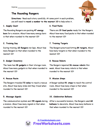 Ranger Missions Worksheet