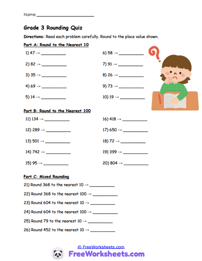 Rounding Review Worksheet