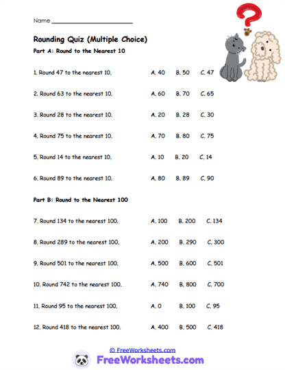 Choice Rounding Worksheet