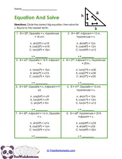 Equation Solve Worksheet