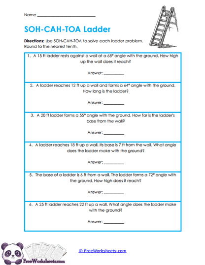 Ladder Trig Worksheet