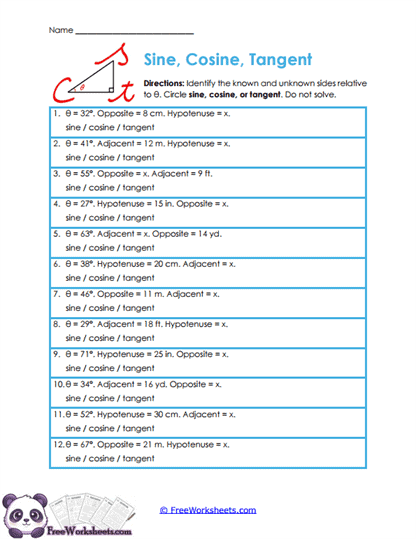 Ratio Choice Worksheet