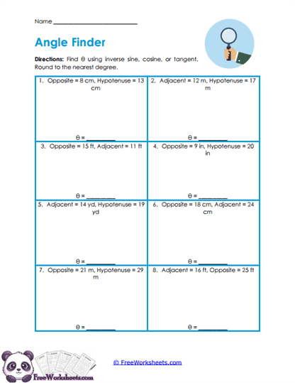 Angle Search Worksheet