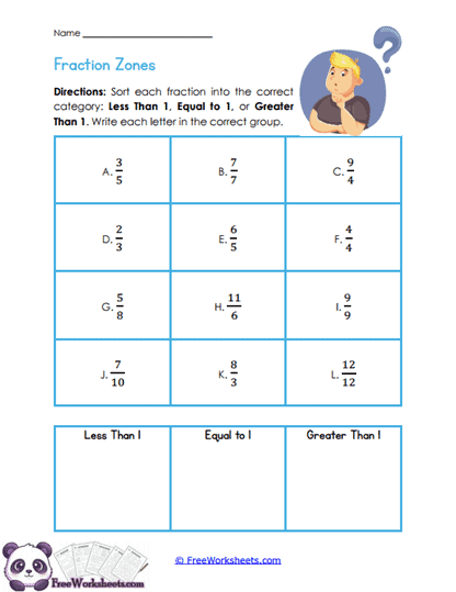 Fraction Sorting Worksheet