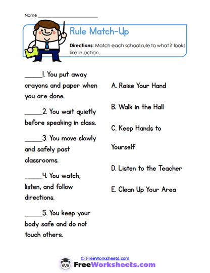 Rule Match-Up Worksheet