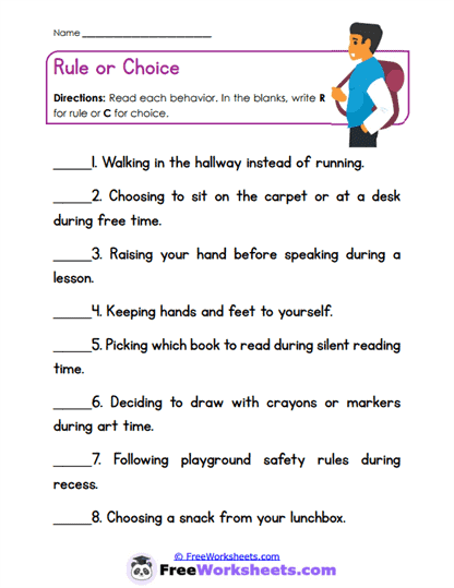 School Rules Worksheets