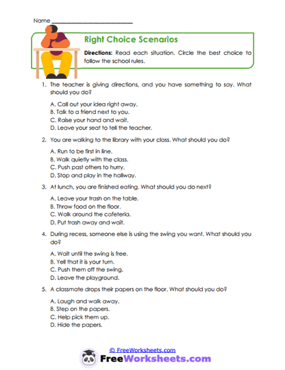 Choice Scenarios Worksheet