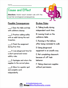 School Rules Worksheets - FreeWorksheets.Com