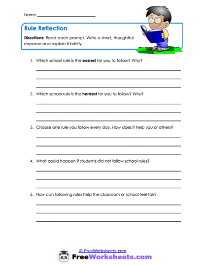 Reflection Writing Worksheet