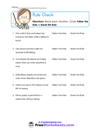 Rule Check Worksheet