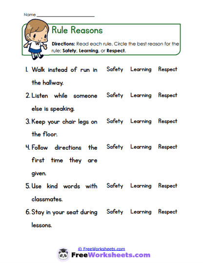 Reasons Why Worksheet