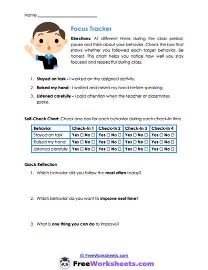 Focus Check Worksheet