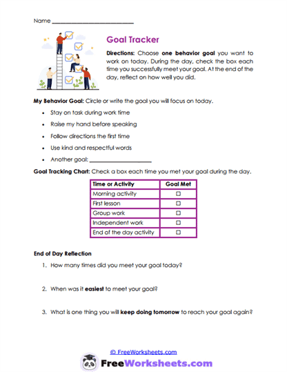 Self-Monitoring Behavior Worksheet Collection