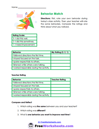 Rating Match Worksheet