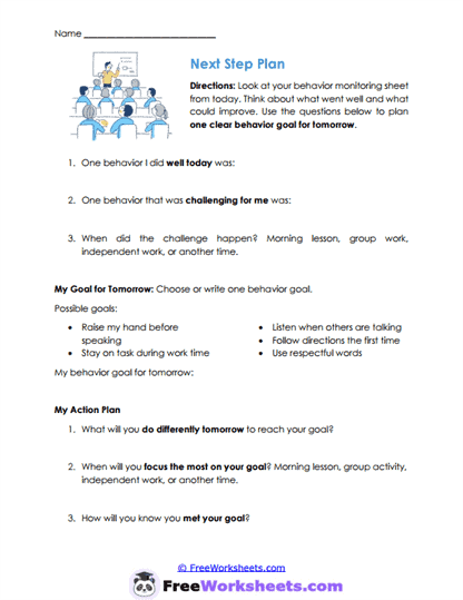 Next Steps Worksheet