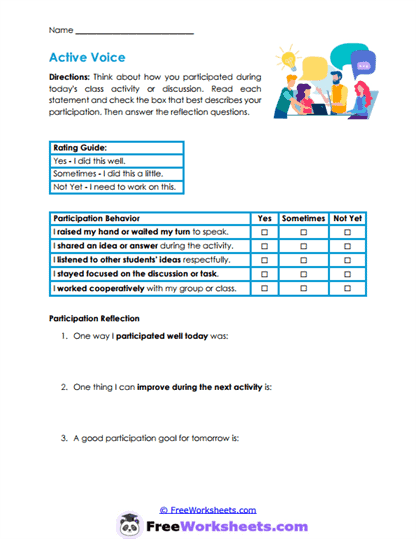 Active Voice Worksheet