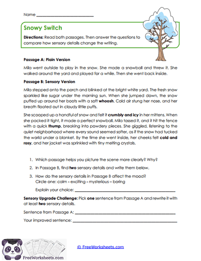 Snowy Switch Worksheet