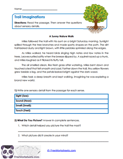 Trail Imaginations Worksheet