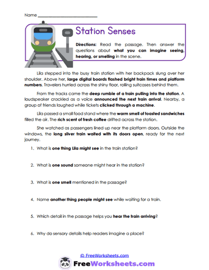 Station Senses Worksheet