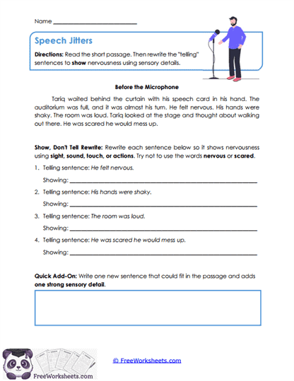 Speech Jitters Worksheet