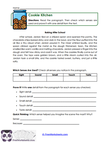 Cookie Kitchen Worksheet