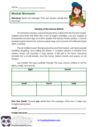 Market Moments Worksheet