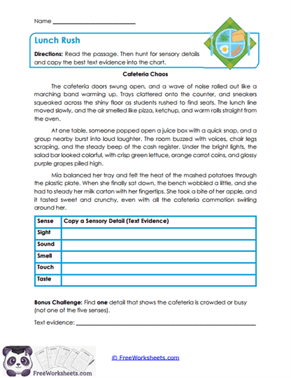 Lunch Rush Worksheet