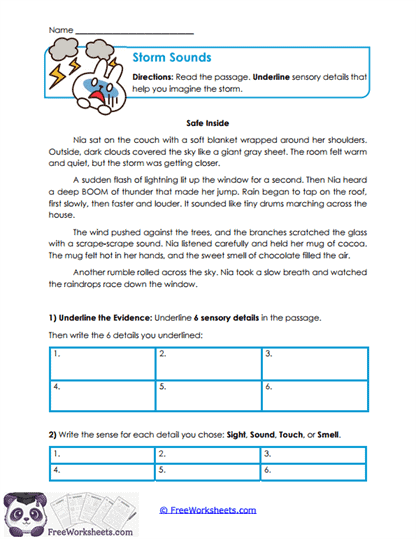 Storm Sounds Worksheet