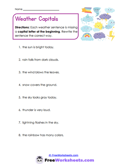 Weather Capitals Worksheet