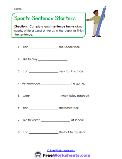 Sports Sentences Worksheet