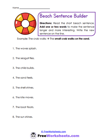 Beach Builders Worksheet