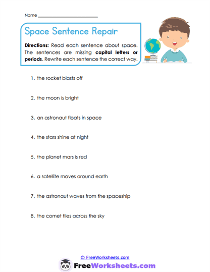 Space Repairs Worksheet
