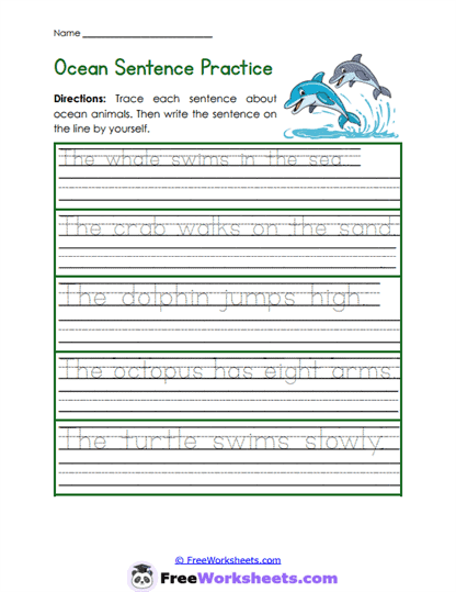 Ocean Writing Worksheet