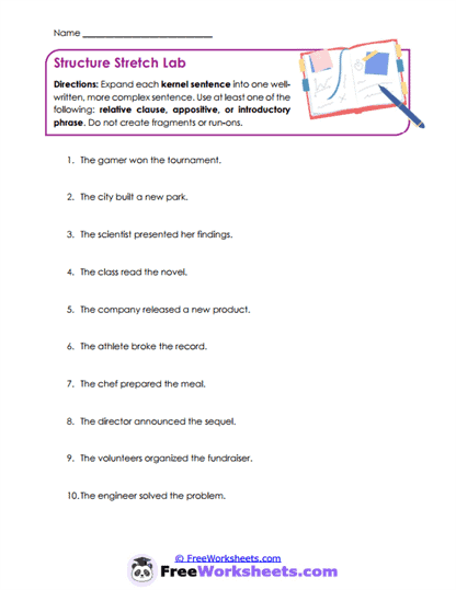 Structure Expansion Worksheet