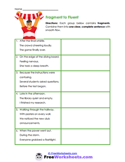 Fragment Combining Worksheet