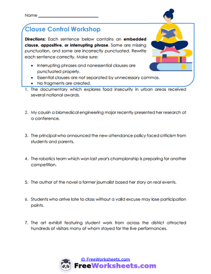 Clause Control Worksheet