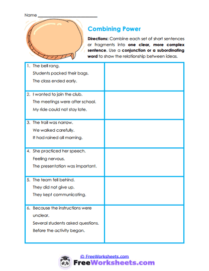 Sentence Integration Worksheet