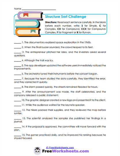 Structure Sort Worksheet