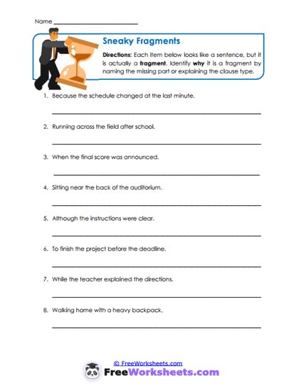 Hidden Fragments Worksheet
