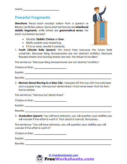 Fragment Analysis Worksheet