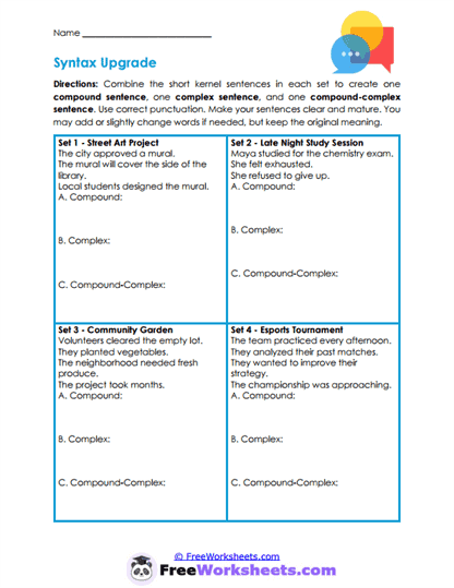 Syntax Upgrade Worksheet