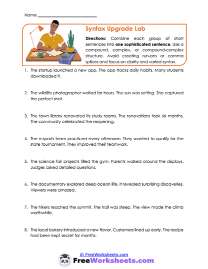 Sentence Builder Worksheet