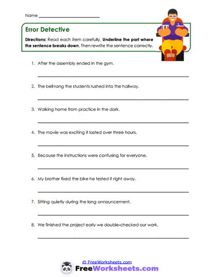 Error Diagnosis Worksheet