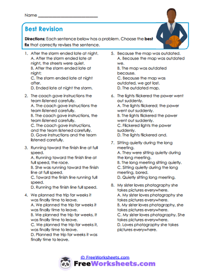 Revision Choices Worksheet