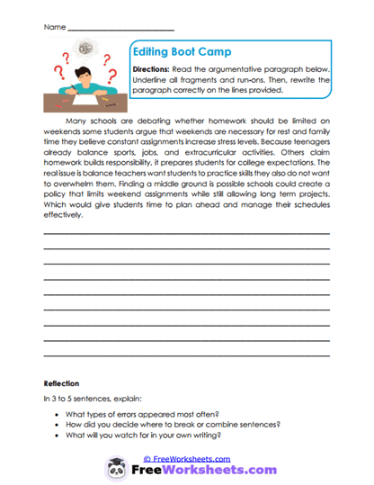 Error Fixer Worksheet