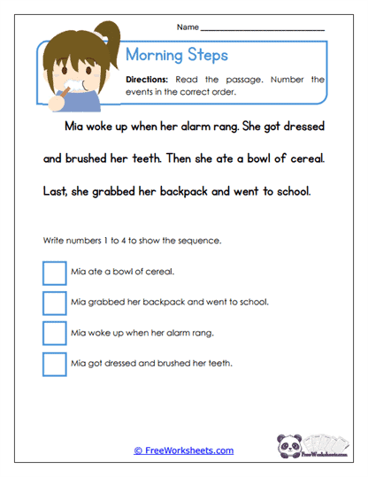 Morning Steps Worksheet