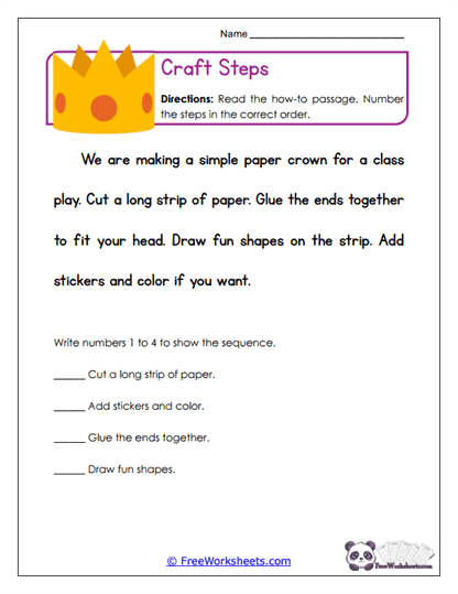 Craft Steps Worksheet