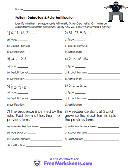 Pattern Proof Worksheet