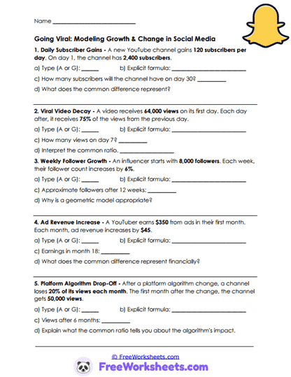 Viral Growth Worksheet